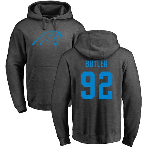 Carolina Panthers Men Ash Vernon Butler One Color NFL Football #92 Pullover Hoodie Sweatshirts